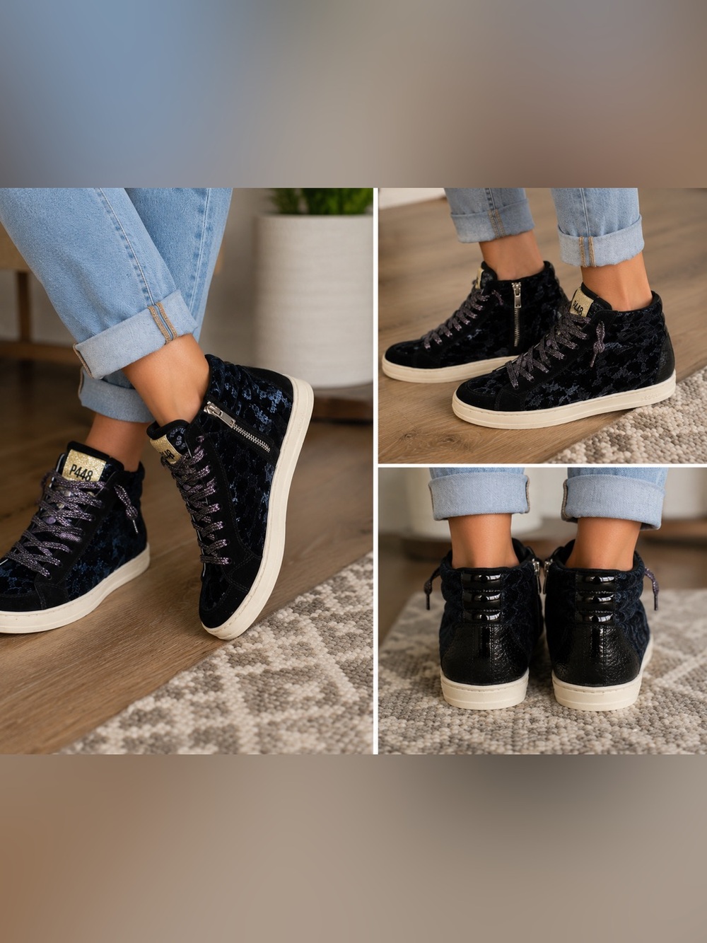 P448 Women's S23 Skate BL Lace Up Zip High‎ Top Sneakers Leopard/Pail
Size 7